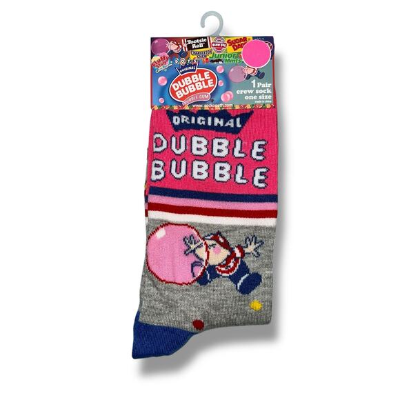 Dubble Bubble Unisex Bubble Gum Novelty Crew Socks 80s 90s Retro Pink - Picture 1 of 3